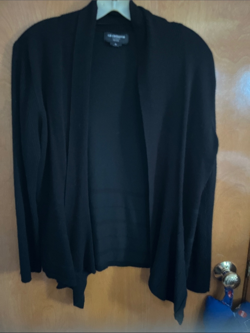 Liz Claiborne Black Open-Front Drape Cardigan